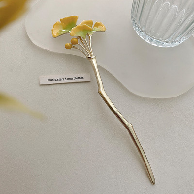 Vintage Ginkgo levél hajrudak nőknek Elegáns Temperamentum Romantikus Báj Hajtű Antik Esztétika Divat Hajkiegészítők