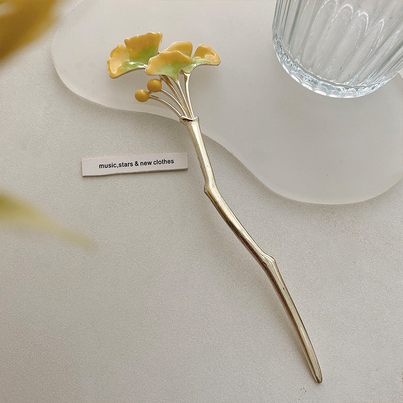 Vintage Ginkgo levél hajrudak nőknek Elegáns Temperamentum Romantikus Báj Hajtű Antik Esztétika Divat Hajkiegészítők
