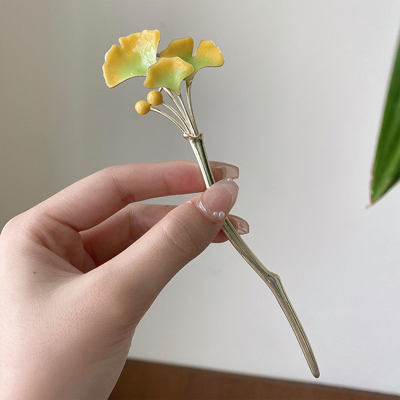 Vintage Ginkgo levél hajrudak nőknek Elegáns Temperamentum Romantikus Báj Hajtű Antik Esztétika Divat Hajkiegészítők