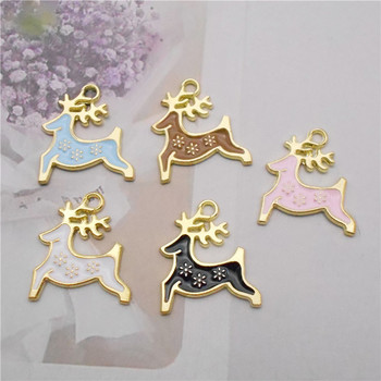 10 ΤΕΜ. Σμάλτο Cartoon Deer Charms 18*20mm Μικτά Χρώματα Κράμα Χριστουγεννιάτικο Κολιέ Κρεμαστό βραχιόλι Σκουλαρίκια Σκουλαρίκια Αξεσουάρ κοσμημάτων