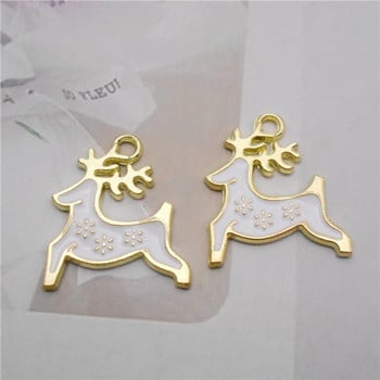 10 ΤΕΜ. Σμάλτο Cartoon Deer Charms 18*20mm Μικτά Χρώματα Κράμα Χριστουγεννιάτικο Κολιέ Κρεμαστό βραχιόλι Σκουλαρίκια Σκουλαρίκια Αξεσουάρ κοσμημάτων