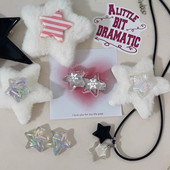 Jaapani Harajuku Plush Star Pentagrami juuksenõel naistele Sweet Cute Y2k Girly Juukseklamber Esteetiline Mood Juukseaksessuaarid Kingitus