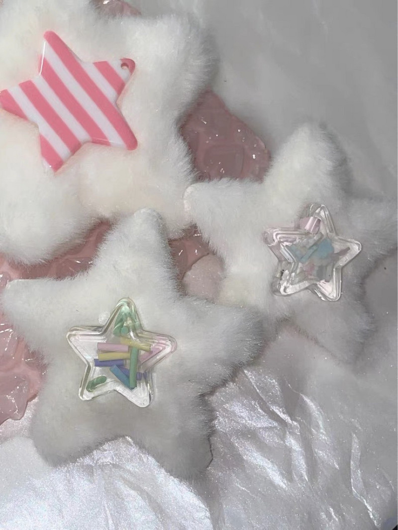 Jaapani Harajuku Plush Star Pentagrami juuksenõel naistele Sweet Cute Y2k Girly Juukseklamber Esteetiline Mood Juukseaksessuaarid Kingitus