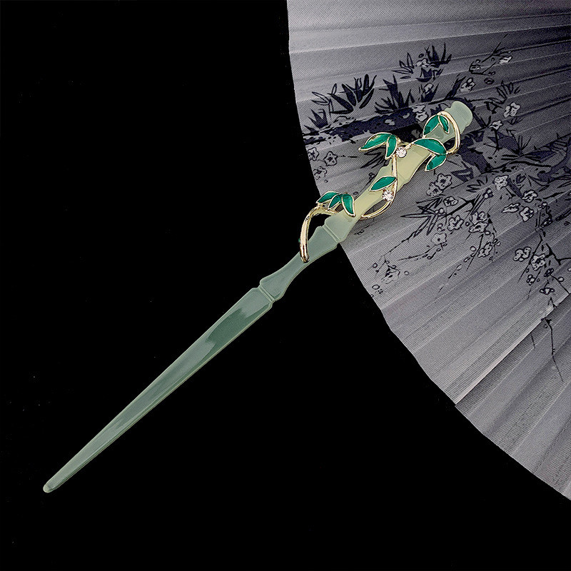 Hiina läbipaistvast bambusest sõlme imitatsioonist nefriit-juuksepulk naistele elegantne temperament võluv juuksenõel Vintage antiiksed juukseaksessuaarid