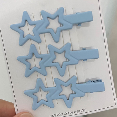 Harajuku plava šuplja zvijezda pentagram ukosnica slatka slatka Y2k estetska kopča za žene korejski modni dodaci za kosu poklon