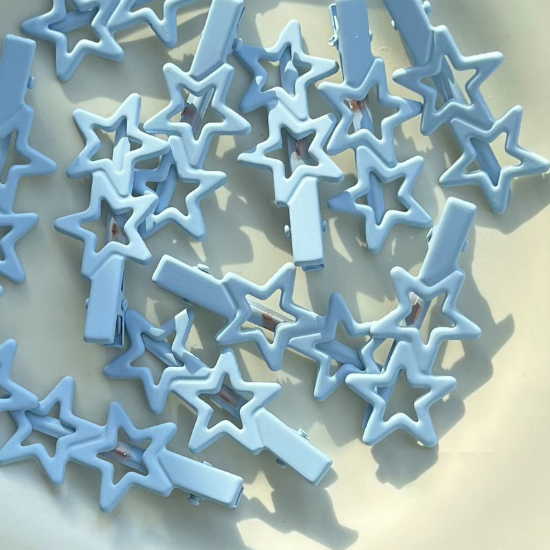 Harajuku plava šuplja zvijezda pentagram ukosnica slatka slatka Y2k estetska kopča za žene korejski modni dodaci za kosu poklon