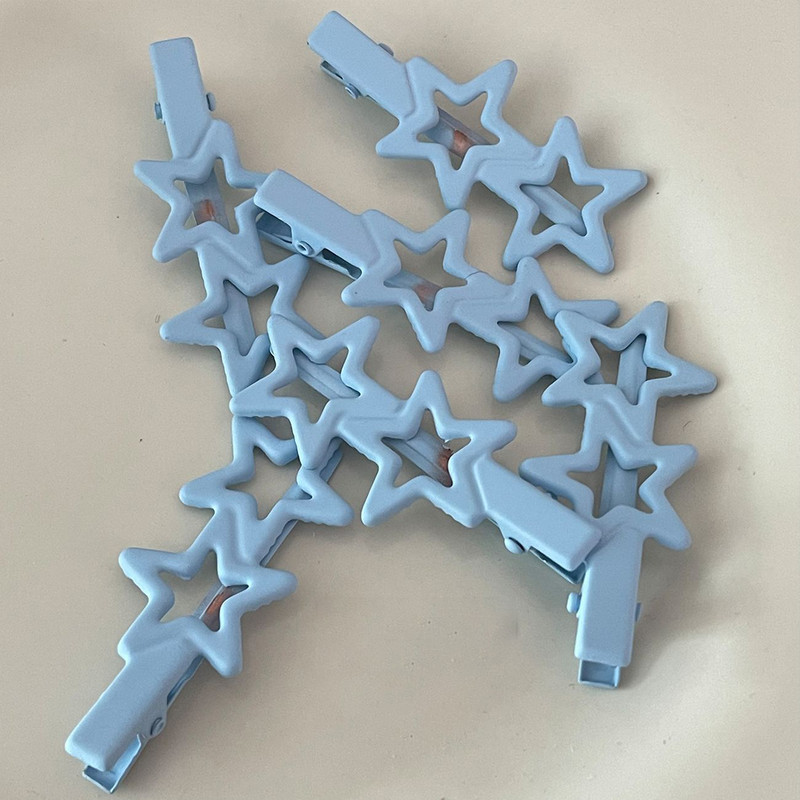 Harajuku plava šuplja zvijezda pentagram ukosnica slatka slatka Y2k estetska kopča za žene korejski modni dodaci za kosu poklon