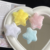 Harajuku viacfarebná plyšová pentagramová hviezda sponka do vlasov pre ženy sladká roztomilá dievčenská sponka do vlasov estetické Y2k vlasové doplnky darček