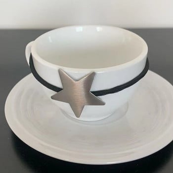 Корейски модни метални връзки за коса Pentagram Star за жени Vintage Cool Aesthetic Trend Въже за коса Harajuku Модни аксесоари за коса