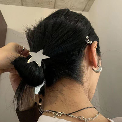 Корейски модни метални връзки за коса Pentagram Star за жени Vintage Cool Aesthetic Trend Въже за коса Harajuku Модни аксесоари за коса