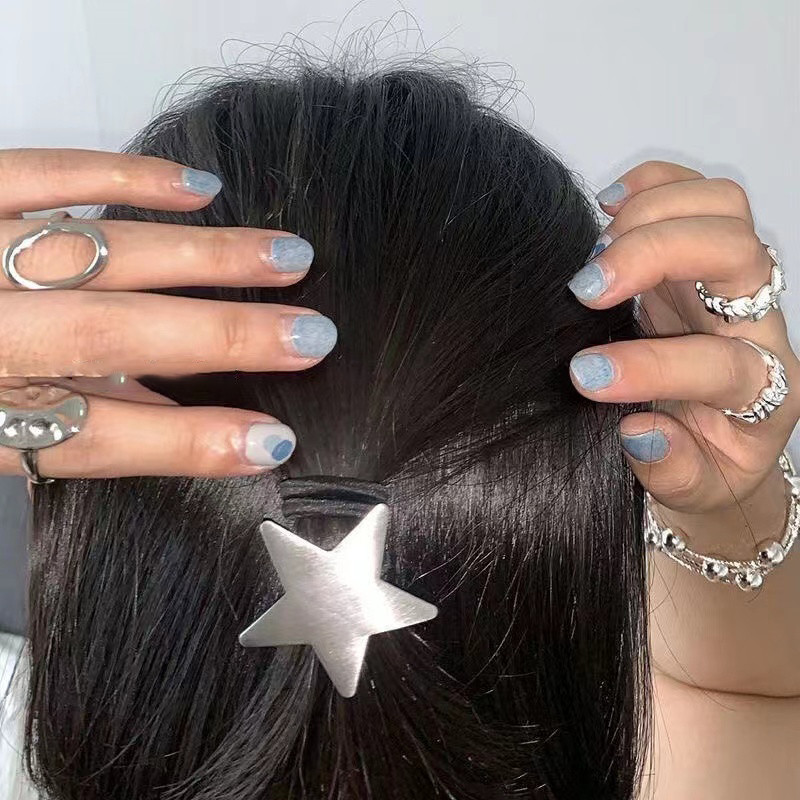 Koreai divatos Pentagram csillag fém hajkötők nőknek Vintage Cool Aesthetic Trend Hajkötél Harajuku divatos hajkiegészítők