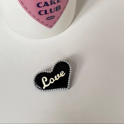 Mramorová textúra srdce z kamienkov s písmenom vlásenka pre ženy sladká romantická estetická sponka do vlasov japonská móda vlasové doplnky