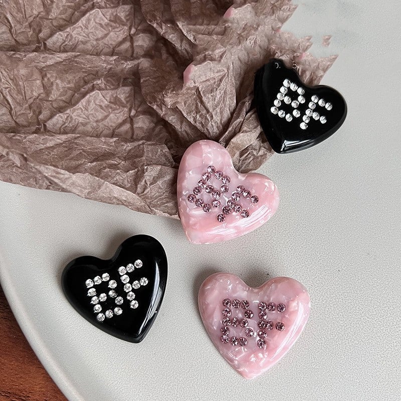 Mramorová textúra srdce z kamienkov s písmenom vlásenka pre ženy sladká romantická estetická sponka do vlasov japonská móda vlasové doplnky