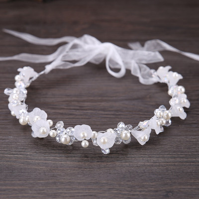 New Fashion Crystal Hair Band Bentite pentru femei Fete Accesorii pentru păr de nuntă lucrate manual Coroane cu flori de perle albe
