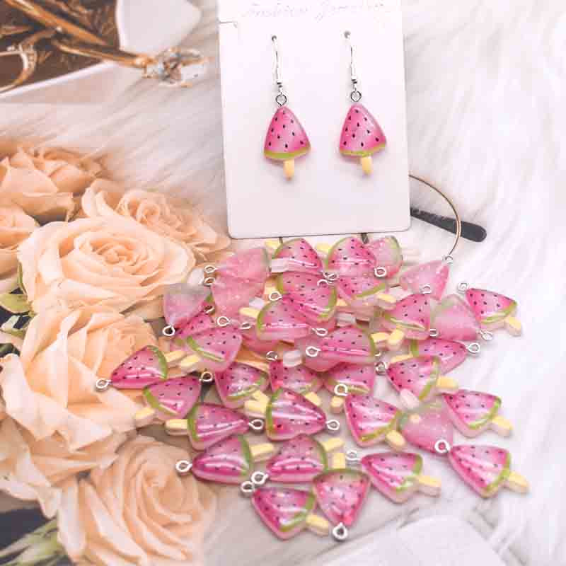 16*28mm 3D Simulare Rășină Handmade Popsicle Colorat Pepene Pepene Înghețată Charms Pentru DIY Cercei Colier Accesoriu Bijuterii