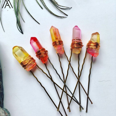 10 ks ružovo-zlatých drôtikov obalených dúhovými farbami, kremenné sponky do vlasov, diadém pre ženy, krištáľové sponky do vlasov, šperky do vlasov HG004AMA.H