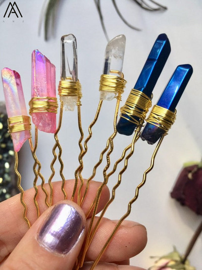 10 ks ružovo-zlatých drôtikov obalených dúhovými farbami, kremenné sponky do vlasov, diadém pre ženy, krištáľové sponky do vlasov, šperky do vlasov HG004AMA.H