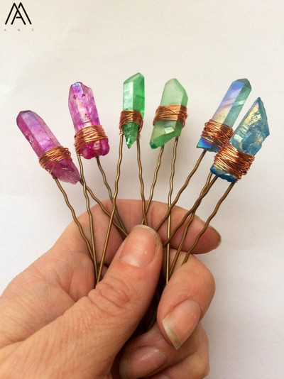 10 ks ružovo-zlatých drôtikov obalených dúhovými farbami, kremenné sponky do vlasov, diadém pre ženy, krištáľové sponky do vlasov, šperky do vlasov HG004AMA.H