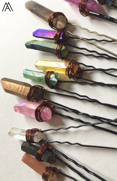 10 ks ružovo-zlatých drôtikov obalených dúhovými farbami, kremenné sponky do vlasov, diadém pre ženy, krištáľové sponky do vlasov, šperky do vlasov HG004AMA.H