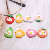 10 ks roztomilých ovocných kačičiek, krémových gumových živicových príveskov pre DIY dekorácie náušníc, náhrdelníkov, módnych šperkov a doplnkov