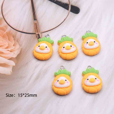 10 ks roztomilých ovocných kačičiek, krémových gumových živicových príveskov pre DIY dekorácie náušníc, náhrdelníkov, módnych šperkov a doplnkov