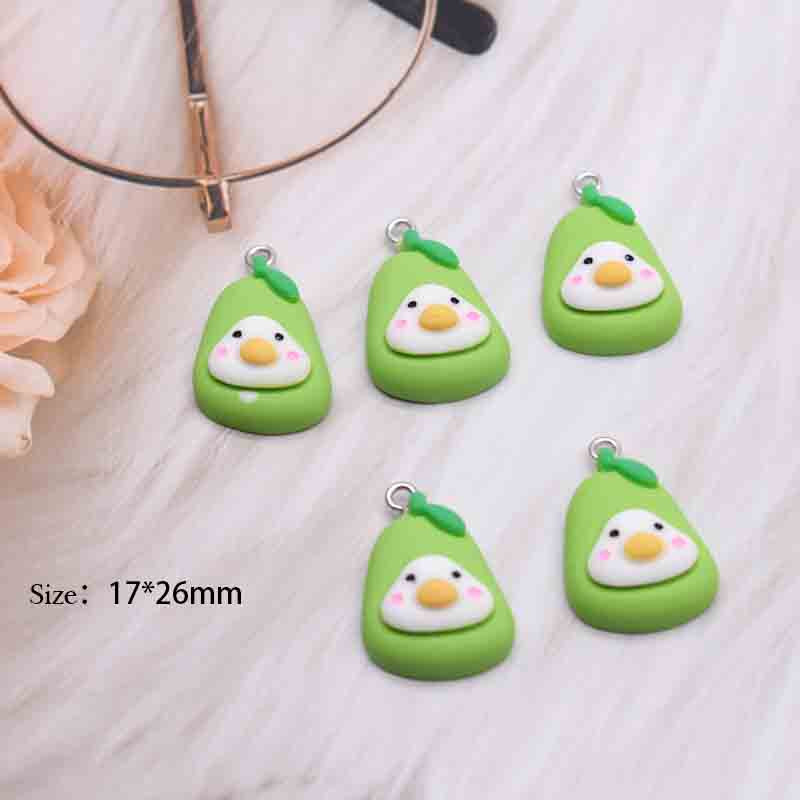 10 ks roztomilých ovocných kačičiek, krémových gumových živicových príveskov pre DIY dekorácie náušníc, náhrdelníkov, módnych šperkov a doplnkov