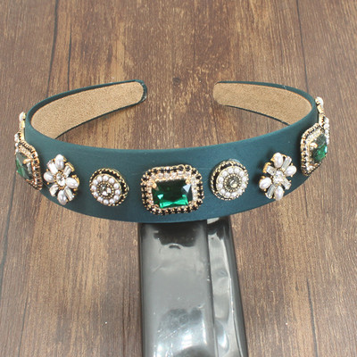 Luxusné nové barokové ružovo-zelené lesklé krištáľové perlové kvetinové temperamentné šperky čelenka vlasové doplnky pre ženy svadobnú hostinu