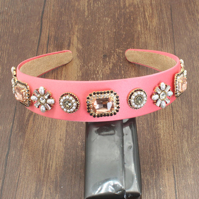 Luxusné nové barokové ružovo-zelené lesklé krištáľové perlové kvetinové temperamentné šperky čelenka vlasové doplnky pre ženy svadobnú hostinu