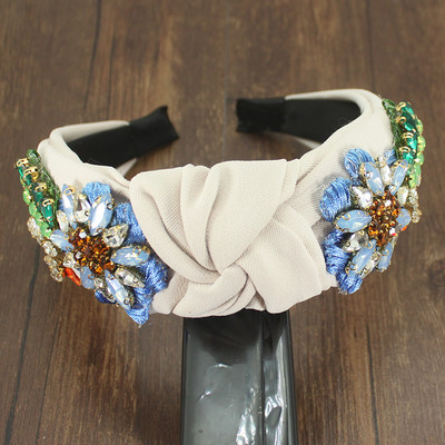 Bentita de păr lată, de lux, albastră, galbenă, cu flori de cristal colorate, cu strasuri, pentru femei, fete, accesorii de păr la modă