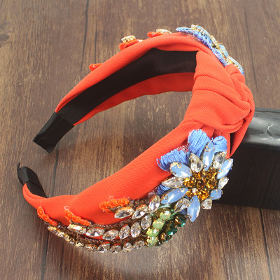 Bentita de păr lată, de lux, albastră, galbenă, cu flori de cristal colorate, cu strasuri, pentru femei, fete, accesorii de păr la modă