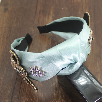 Bentita de păr lată, de lux, albastră, galbenă, cu flori de cristal colorate, cu strasuri, pentru femei, fete, accesorii de păr la modă