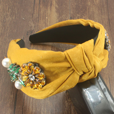 Bentita de păr lată, de lux, albastră, galbenă, cu flori de cristal colorate, cu strasuri, pentru femei, fete, accesorii de păr la modă