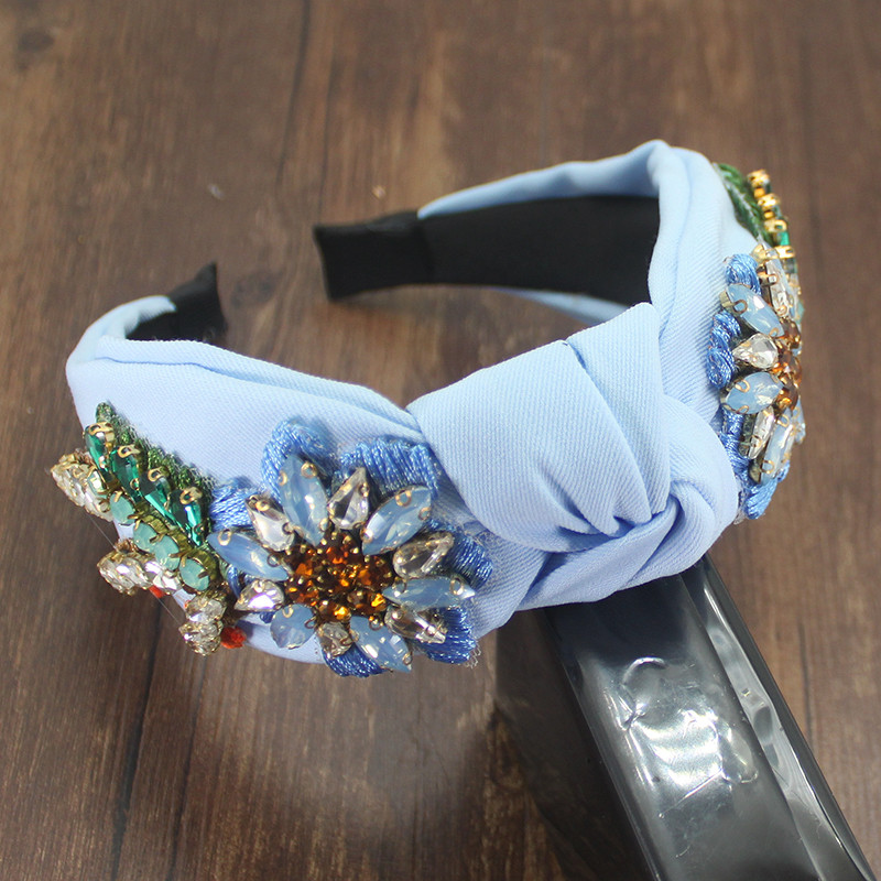 Bentita de păr lată, de lux, albastră, galbenă, cu flori de cristal colorate, cu strasuri, pentru femei, fete, accesorii de păr la modă