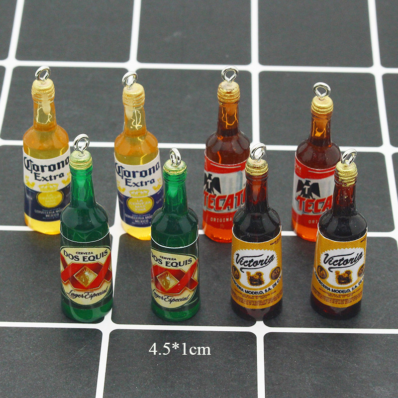 10 ks/lot európskych populárnych živicových príveskov na fľaše od piva na kľúčenku, náušnice, vtipný prívesok, doplnok, DIY barové šperky, výroba