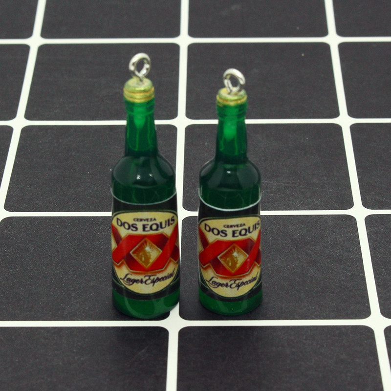 10 ks/lot európskych populárnych živicových príveskov na fľaše od piva na kľúčenku, náušnice, vtipný prívesok, doplnok, DIY barové šperky, výroba