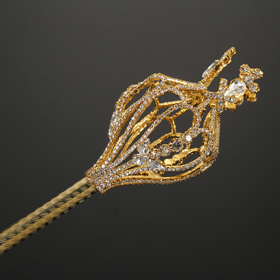 Krištáľové žezlo, prútik, zlatá/strieborná farba, čelenky a koruny, žezlo, kráľ, kráľovná, svadobné kostýmy, párty, ručné rekvizity