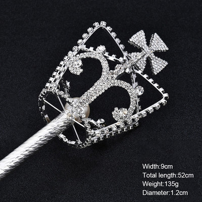 Krištáľové žezlo, prútik, zlatá/strieborná farba, čelenky a koruny, žezlo, kráľ, kráľovná, svadobné kostýmy, párty, ručné rekvizity