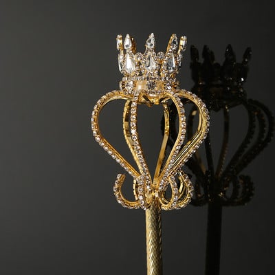 Krištáľové žezlo, prútik, zlatá/strieborná farba, čelenky a koruny, žezlo, kráľ, kráľovná, svadobné kostýmy, párty, ručné rekvizity