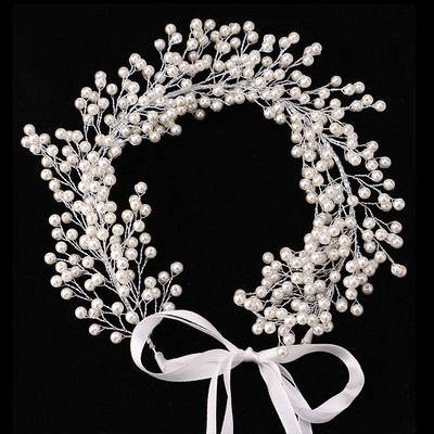 FORSEVEN Zlaté/strieborné perly Čelenka Prilby Ženy Deti Tiara Nevesta coroa Noiva Svadobné vlasové šperky Doplnky