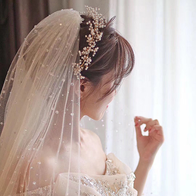 FORSEVEN Zlaté/strieborné perly Čelenka Prilby Ženy Deti Tiara Nevesta coroa Noiva Svadobné vlasové šperky Doplnky