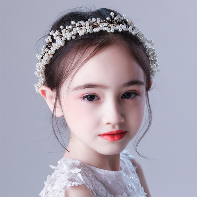 FORSEVEN Zlaté/strieborné perly Čelenka Prilby Ženy Deti Tiara Nevesta coroa Noiva Svadobné vlasové šperky Doplnky