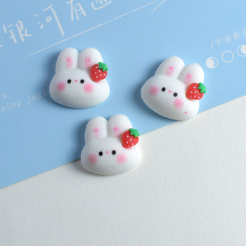 10 τμχ/συσκευασία Mix Kawaii Cartoon Rabbit Pig Resin Charms Hug Love Heart Strawberry Flatback Διακοσμητικό Κοσμήματα με χάντρες Make W84-3