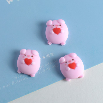 10 τμχ/συσκευασία Mix Kawaii Cartoon Rabbit Pig Resin Charms Hug Love Heart Strawberry Flatback Διακοσμητικό Κοσμήματα με χάντρες Make W84-3