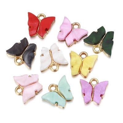 10Pcs 12x13mm талисмани от смола Животни пеперуди за изработка на бижута Колиета с висулки Сладки обеци Направи си сам Ръчно изработени аксесоари Консумативи