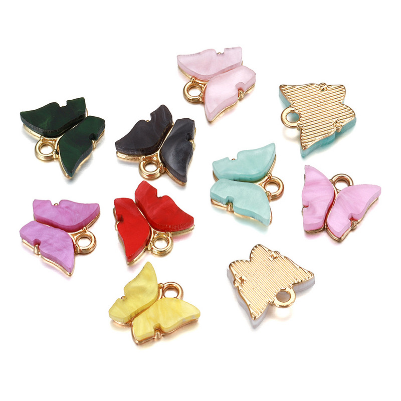 10Pcs 12x13mm талисмани от смола Животни пеперуди за изработка на бижута Колиета с висулки Сладки обеци Направи си сам Ръчно изработени аксесоари Консумативи