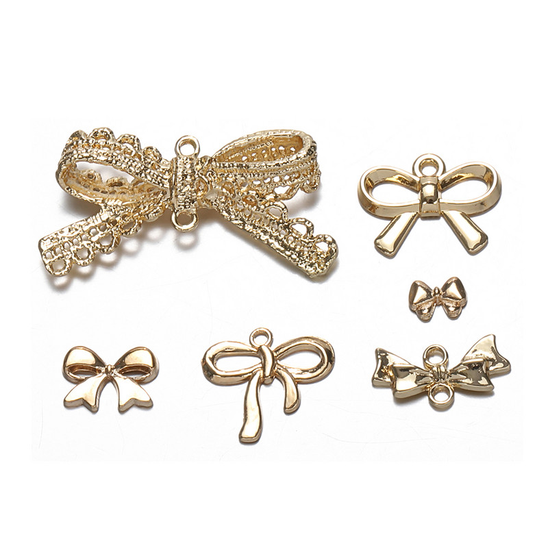 10db fém arany színű masni csomó medál ékszerekhez nyaklánc bross hajcsat dekor kézzel készített kézműves barkács kiegészítők