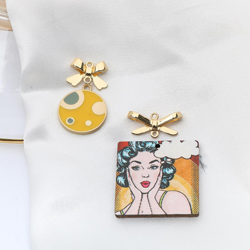 10db fém arany színű masni csomó medál ékszerekhez nyaklánc bross hajcsat dekor kézzel készített kézműves barkács kiegészítők