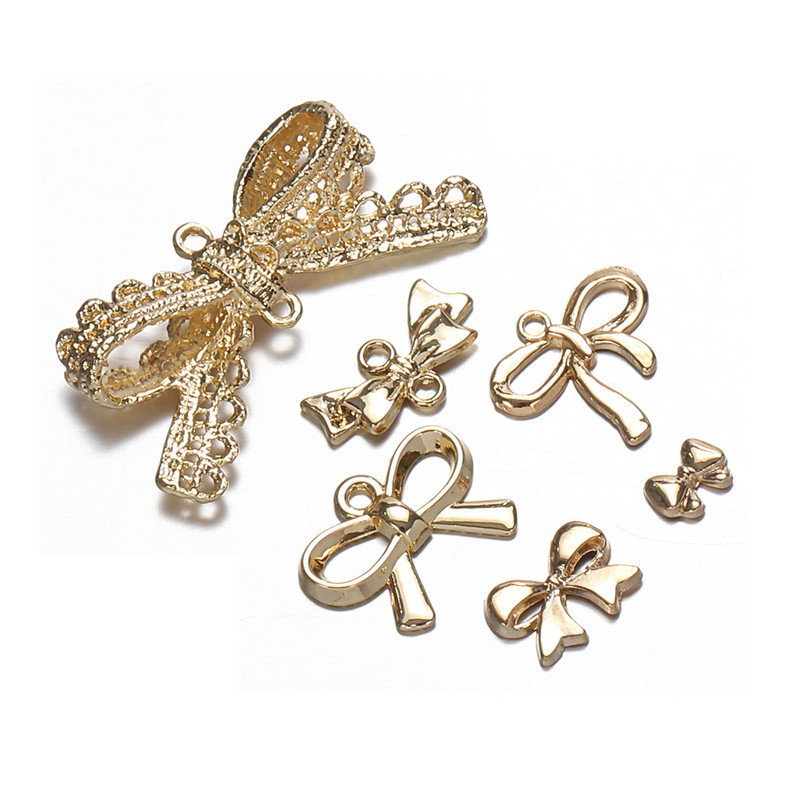 10db fém arany színű masni csomó medál ékszerekhez nyaklánc bross hajcsat dekor kézzel készített kézműves barkács kiegészítők