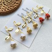 5 bucăți din aliaj smalț trandafir flori farmece frumusețe colier pandantiv pentru fabricarea de bijuterii de bricolaj femei la modă colier accesorii furnituri