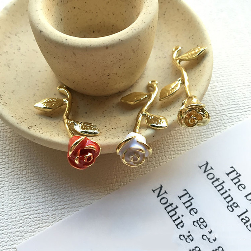 5 bucăți din aliaj smalț trandafir flori farmece frumusețe colier pandantiv pentru fabricarea de bijuterii de bricolaj femei la modă colier accesorii furnituri